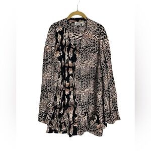 Chico’s Brown Black Aztec Button Down Cardigan 2/Large